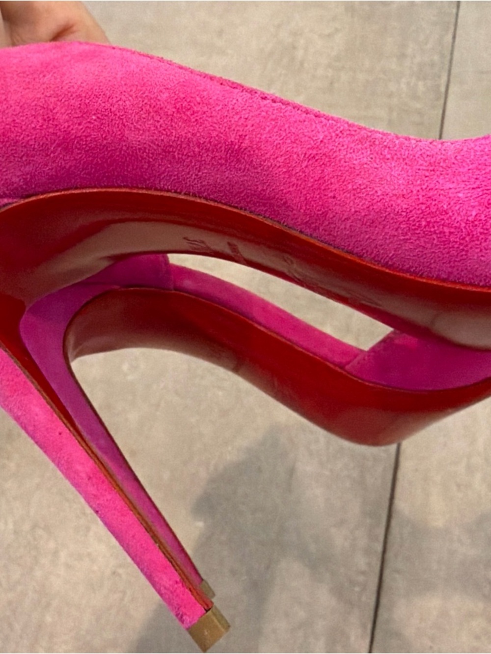 Christian Louboutin Pink Fuchsia Suede D’Orsay Heels 37.5 US 7.5 - Picture 7 of 14